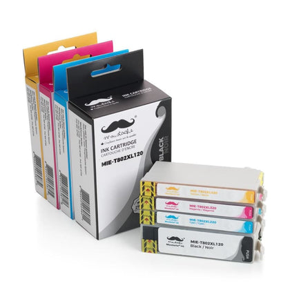Compatible Epson T802XL Ink Cartridge Combo High Yield BK/C/M/Y - Moustache®