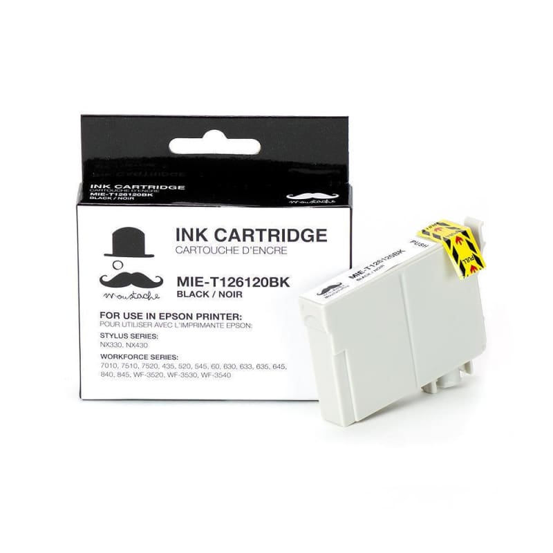 Compatible Epson T126120 T1261 Black Ink Cartridge High Yield - Moustache®