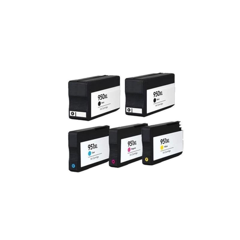 Compatible HP 950XL 951XL Ink Cartridge Combo High Yield BK/BK/C/M/Y - Economical Box