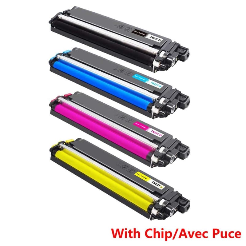 Compatible Brother TN-227 Toner Cartridge Combo BK/C/M/Y High Yield Version of TN-223 - Economical Box