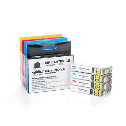 Compatible Epson T220XL Ink Cartridge Combo High Yield BK/C/M/Y - Moustache®