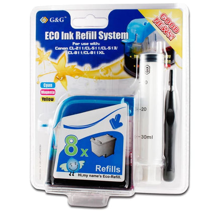 Compatible Canon CL211 Color Ink Cartridge Refill Kit - G&G™