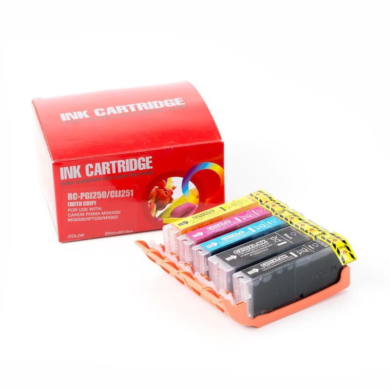 Compatible Canon PGI250XL CLI251XL Ink Cartridge Combo BK/BK/C/M/Y - Economical Box