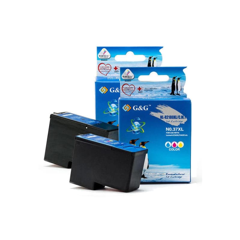 Remanufactured Lexmark 36XL 18C2170 37XL 18C2180 Black and Color Ink Cartridge Combo - G&G™