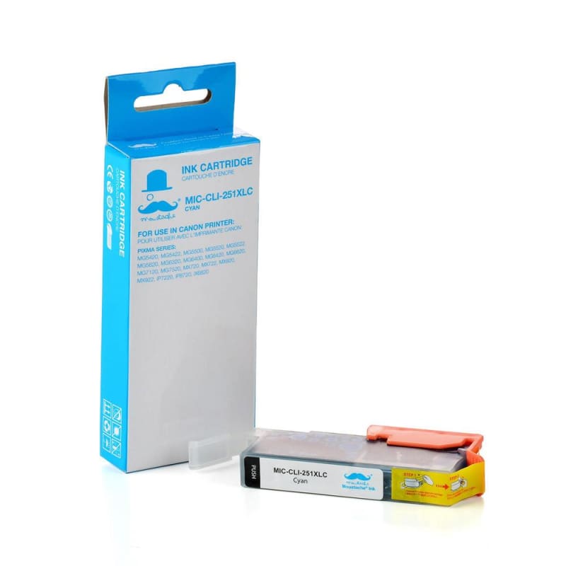Compatible Canon CLI-251XLC 6449B001 Cyan Ink Cartridge - Moustache®