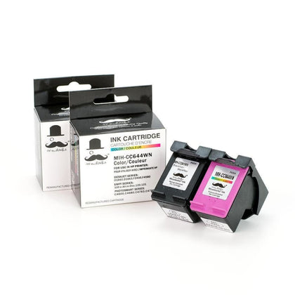 Remanufactured HP 60XL Black and Color Ink Cartridge Combo High Yield - Moustache®