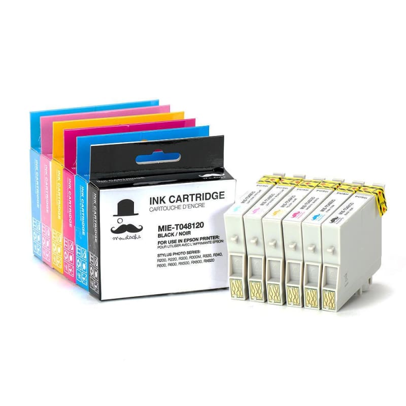 Compatible Epson T048 T0481 - T0486 Ink Cartridge Combo BK/C/M/Y/LC/LM  - Moustache®