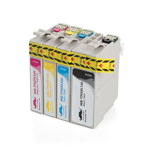 Compatible Epson T702XL Ink Cartridge Combo High Yield BK/C/M/Y - Moustache®
