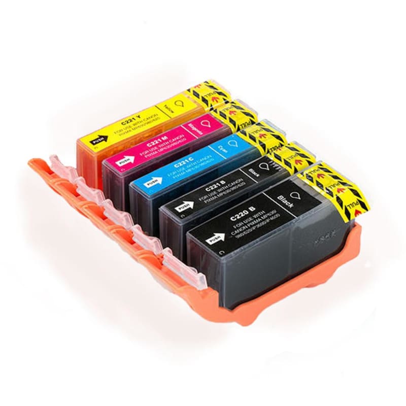 Compatible Canon PGI220 CLI221 Ink Cartridge Combo BK/BK/C/M/Y - Economical Box