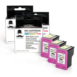 Remanufactured HP 63XL F6U63AN Tri-Color Ink Cartridge High Yield - Moustache®