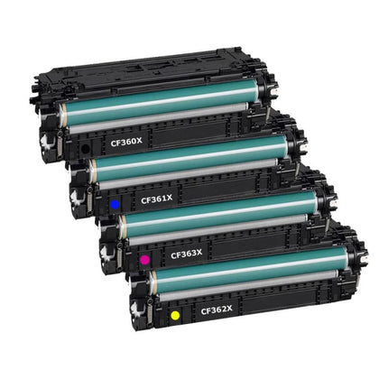 Compatible HP 508X CF360X CF361X CF363X CF362X Toner Cartridge Combo High Yield BK/C/M/Y