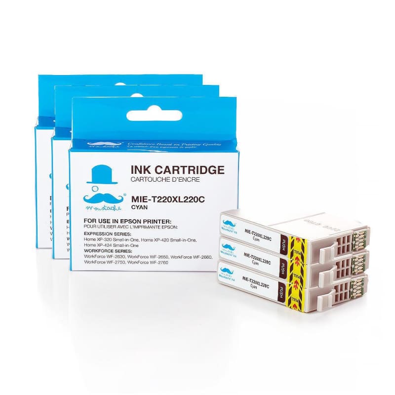 Compatible Epson 220XL T220XL220 Cyan Ink Cartridge High Yield - Moustache®