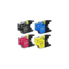 Compatible Brother LC-75 Ink Cartridge Combo High Yield BK/C/M/Y - Economical Box