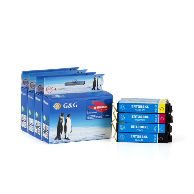 Remanufactured Epson 288XL Ink Cartridge Combo High Yield BK/C/M/Y - G&G™