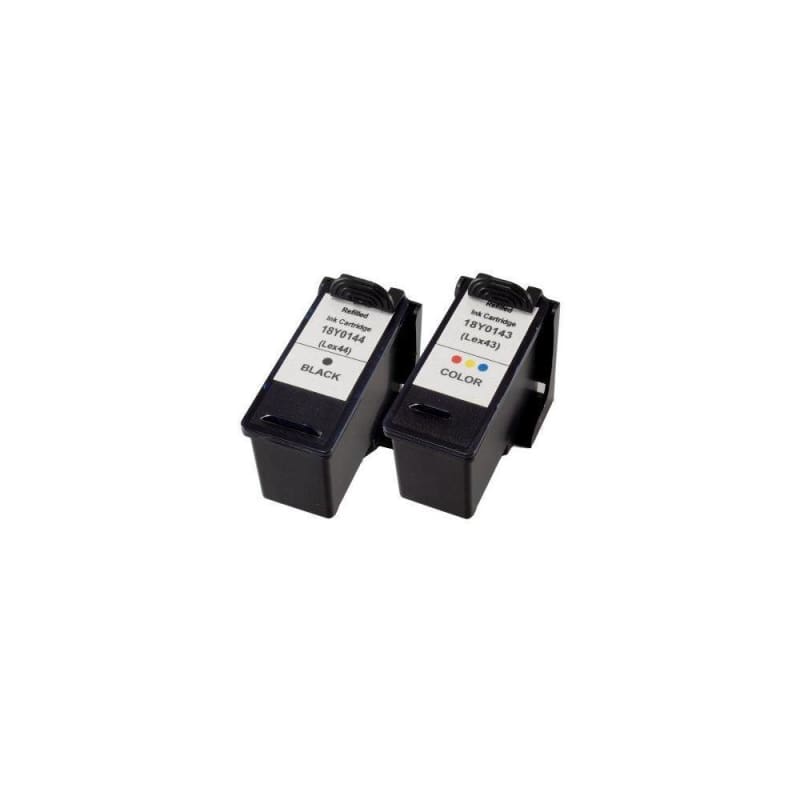 Remanufactured Lexmark 43XL 44XL Black and Color Ink Cartridge Combo