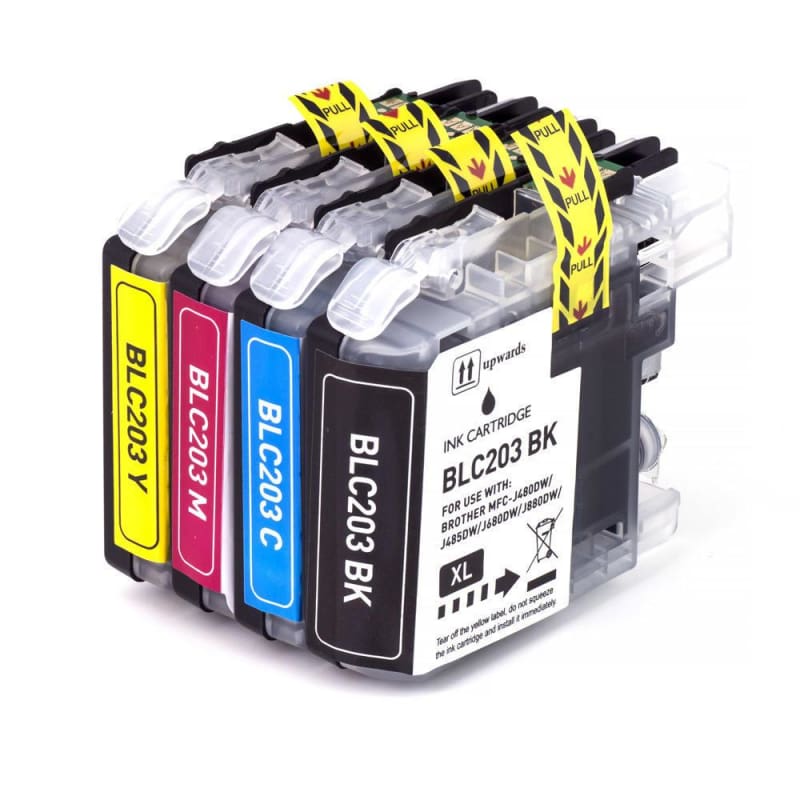 Compatible Brother LC-203 Ink cartridge Combo High Yield BK/C/M/Y - Economical Box
