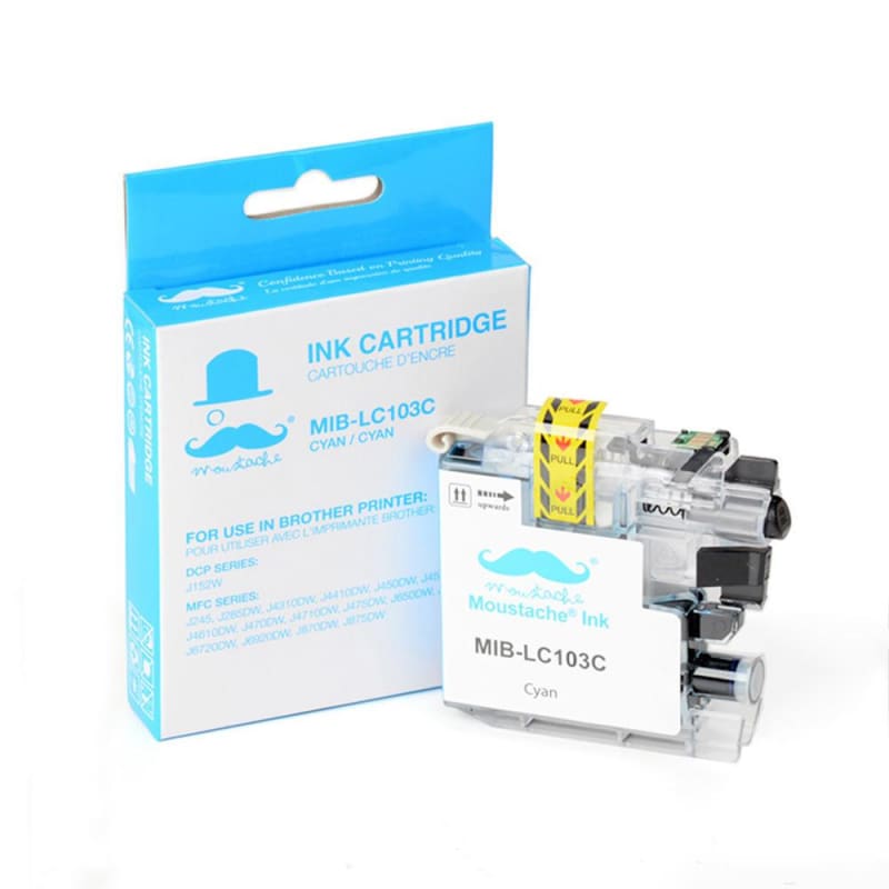 Compatible Brother LC-103C Cyan Ink Cartridge High Yield - Moustache®