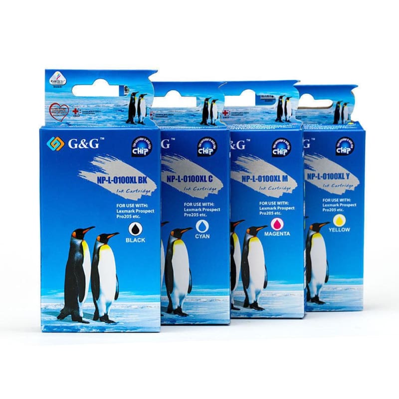 Compatible Lexmark 100XL Ink Cartridge Combo High Yield BK/C/M/Y - G&G™
