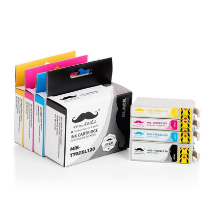 Compatible Epson T702XL Ink Cartridge Combo High Yield BK/C/M/Y - Moustache®