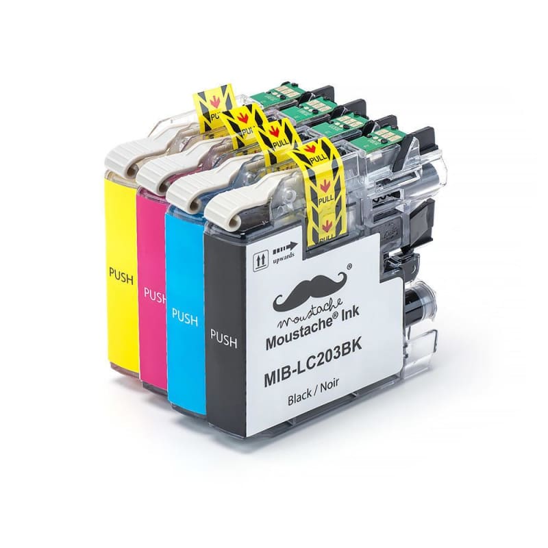 Compatible Brother LC-203 Ink Cartridge Combo High Yield BK/C/M/Y - Moustache®