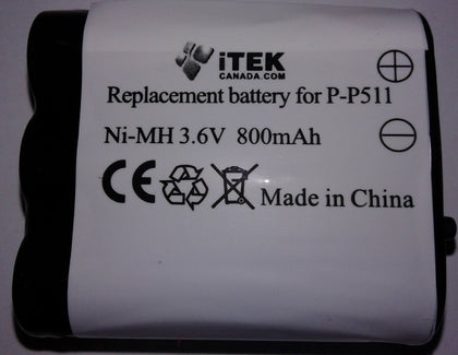 Battery for Panasonic, HHR-P402A, HHRP402A, HHR-P402, HHRP402, 3.6V, 850mAh - 3.06Wh